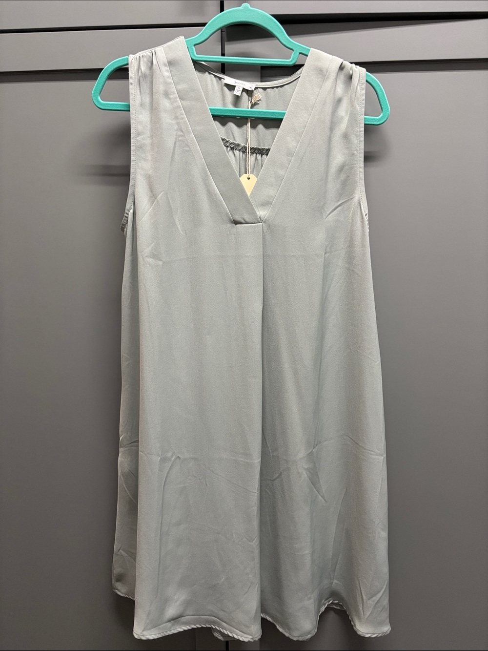 JODIFL Pale green Sleeveless V-Neck A-Line Dress